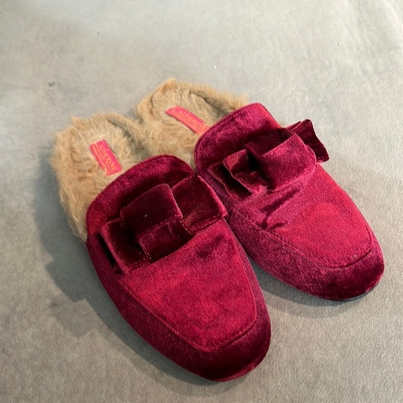 Catherine Malandrino Shoes - Catherine Malandrino Furrow Velvet Slip on Mules, Faux Fur Lined Women’s 10